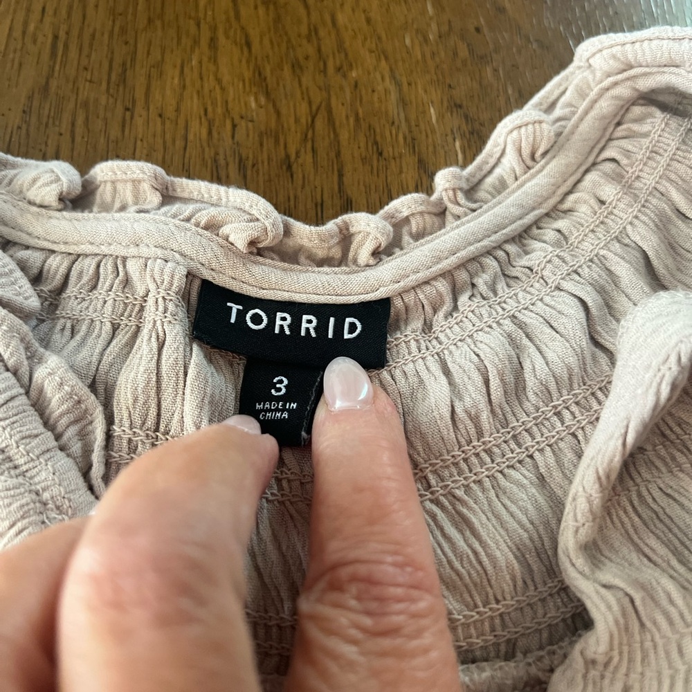 Torrid Cream Ruffled Blouse - Picture 2 of 3